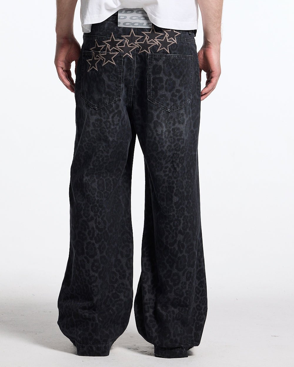 NOCTURNE BEAST V3 PANTS DARK GREY - dark grey leopard print pants, back view on male model - Cold Culture