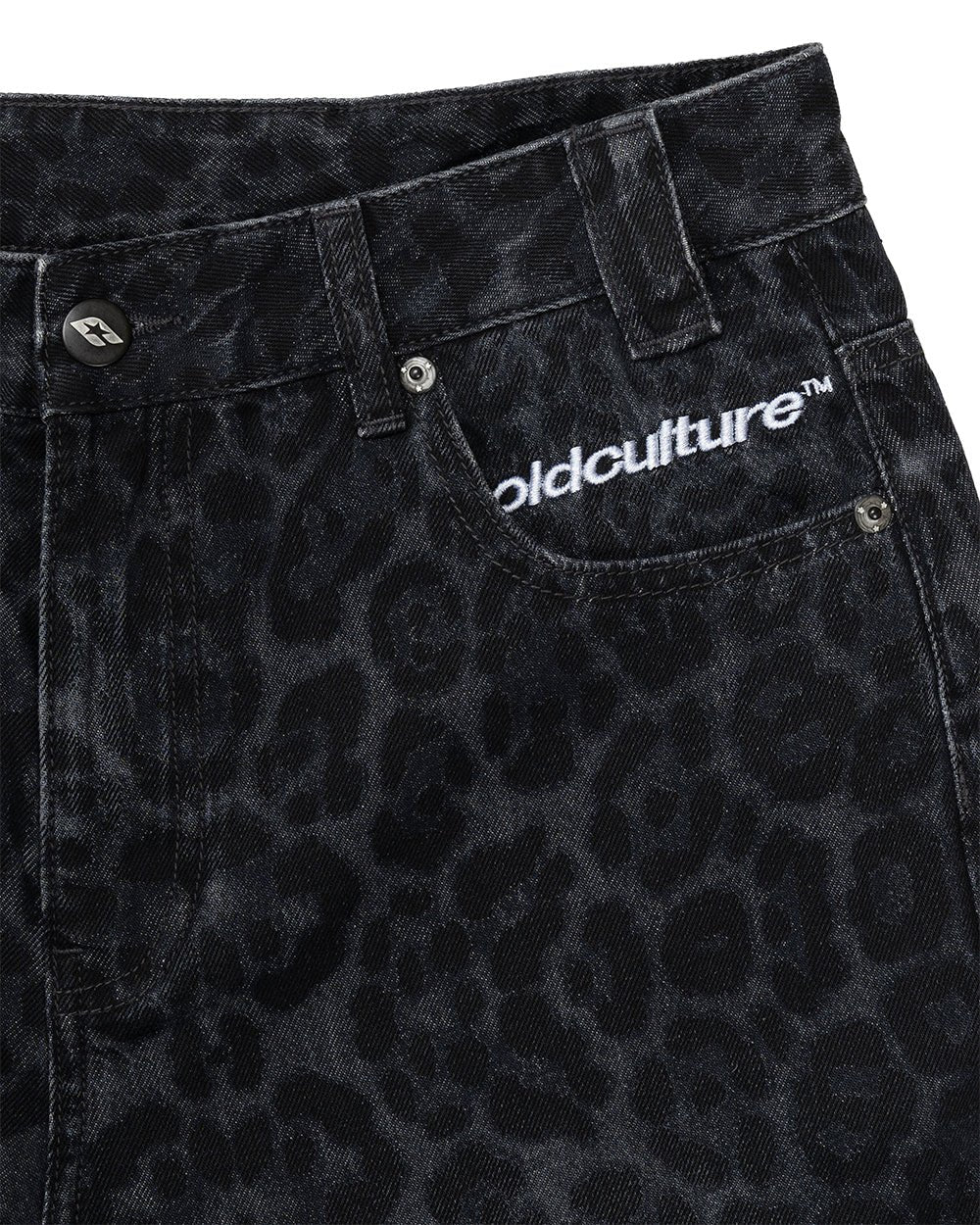NOCTURNE BEAST V3 PANTS DARK GREY - dark grey leopard print pants, detail close-up - Cold Culture