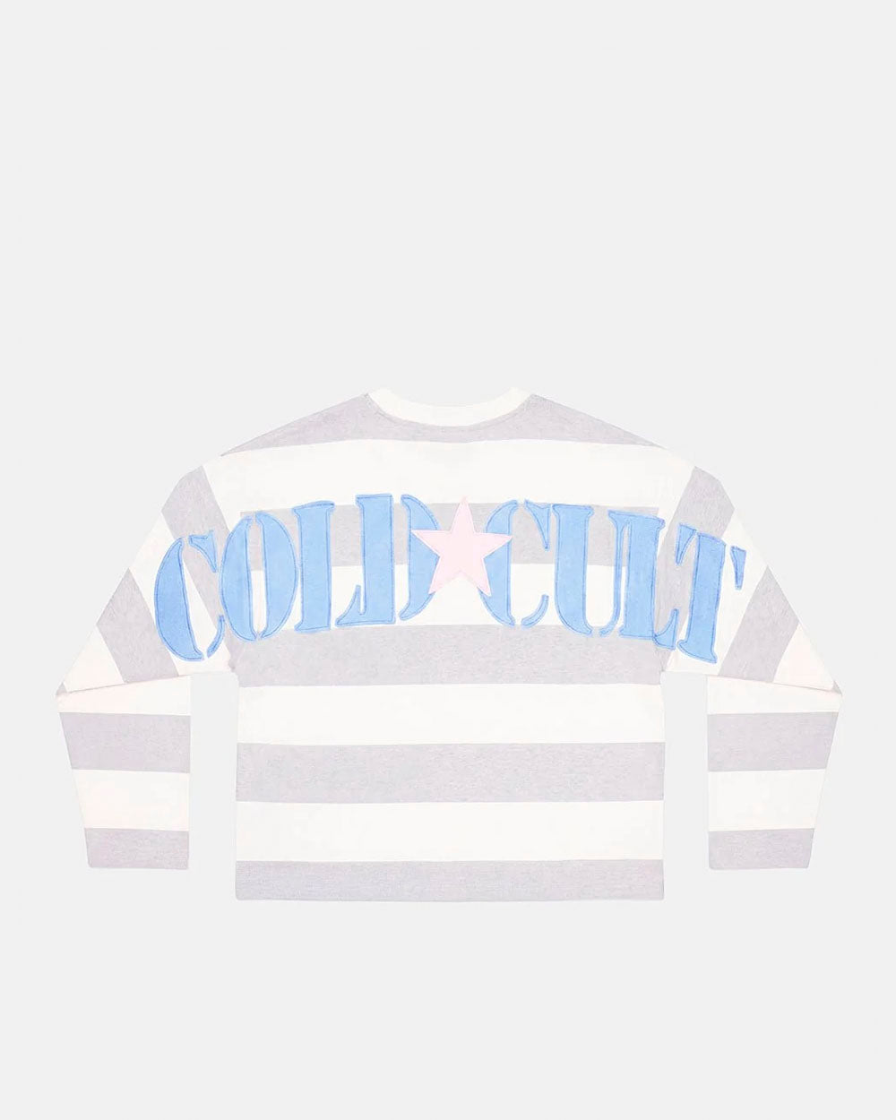 NORTH STARS LONGSLEEVE WHITE - white striped longsleeve tee, back view - Cold Culture #packshot
