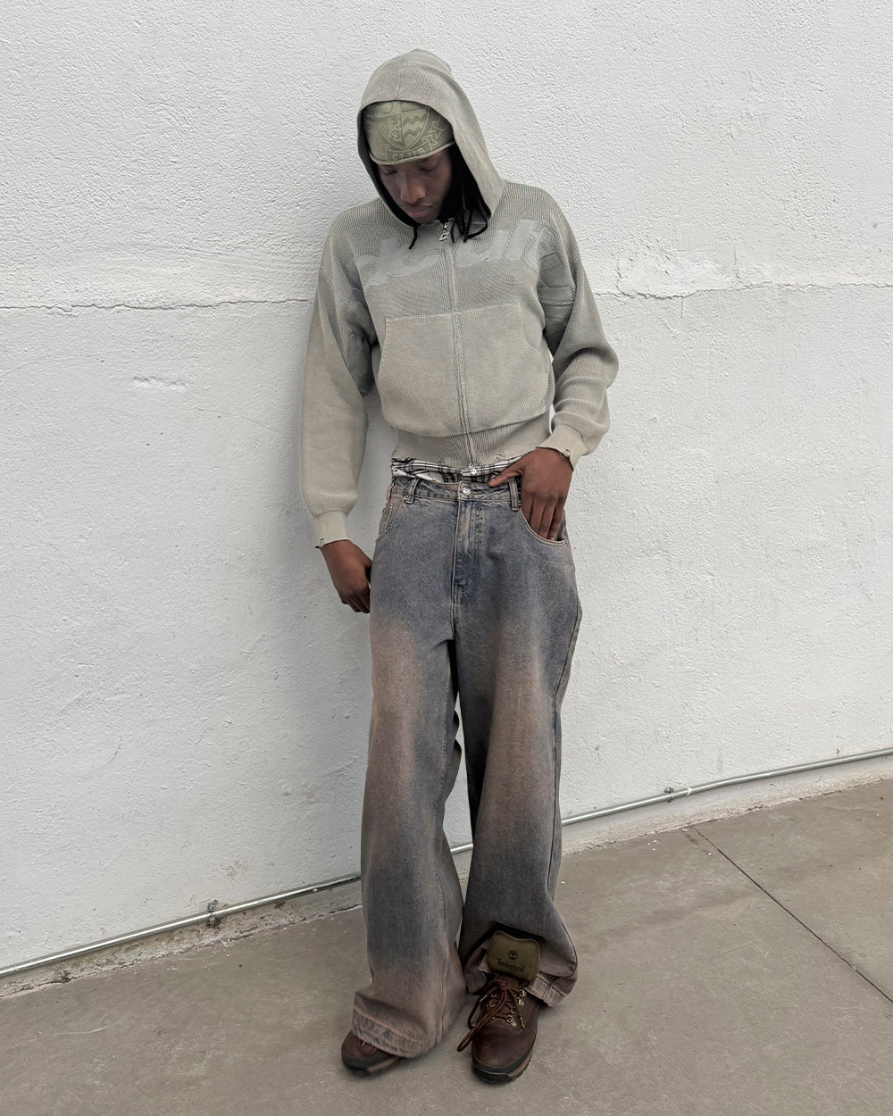 NUMBER 5 V3 DENIM PANTS DARK BLUE - dark blue washed denim pants, street style shot - Cold Culture