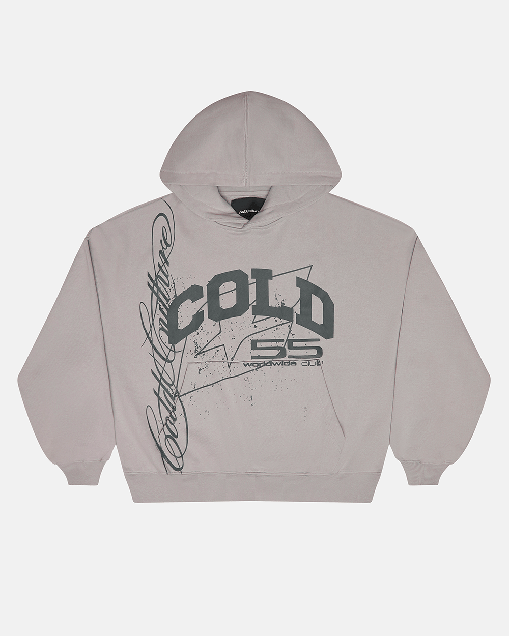 ON ROAD HOODIE GREY & GREEN - grey graphic print hoodie, front view - Cold Culture #packshot