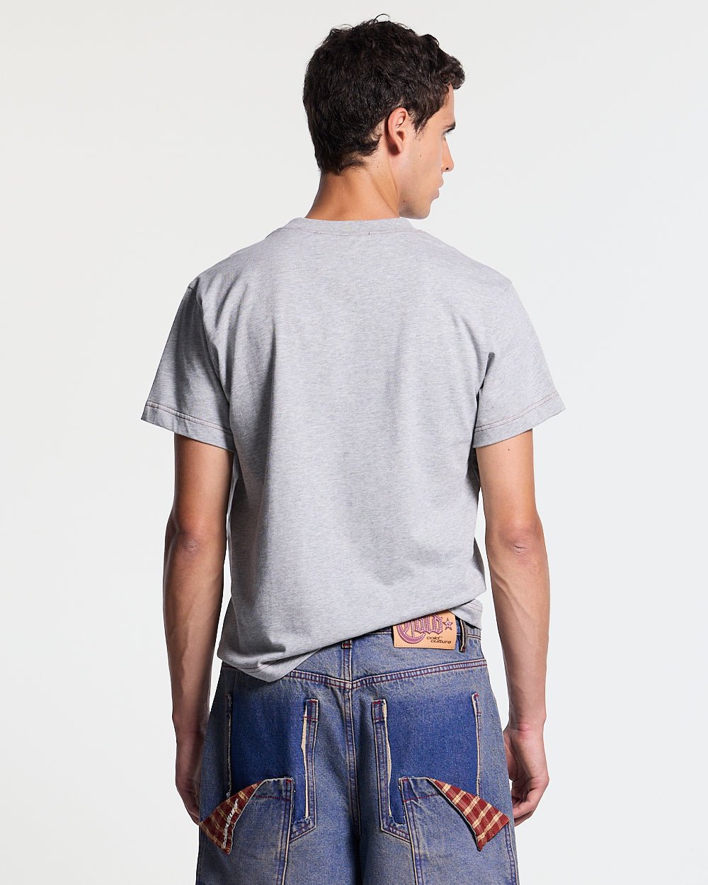 OPERA TEE HEATHER GREY - heather grey horse print tee, back view on male model - Cold Culture #man