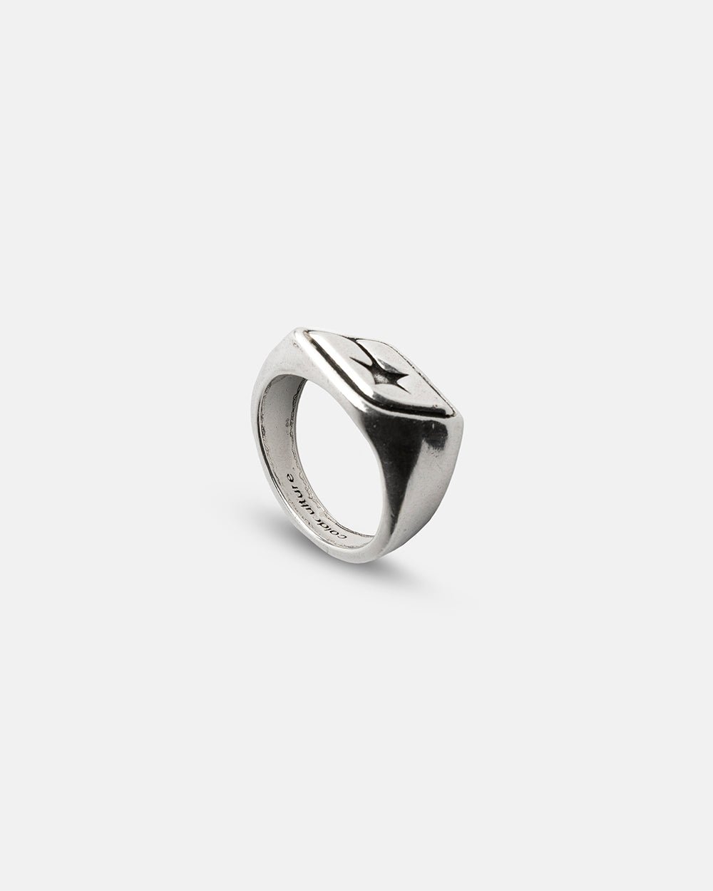 ORIGINAL RING SILVER - silver signet ring, side view - Cold Culture #packshot