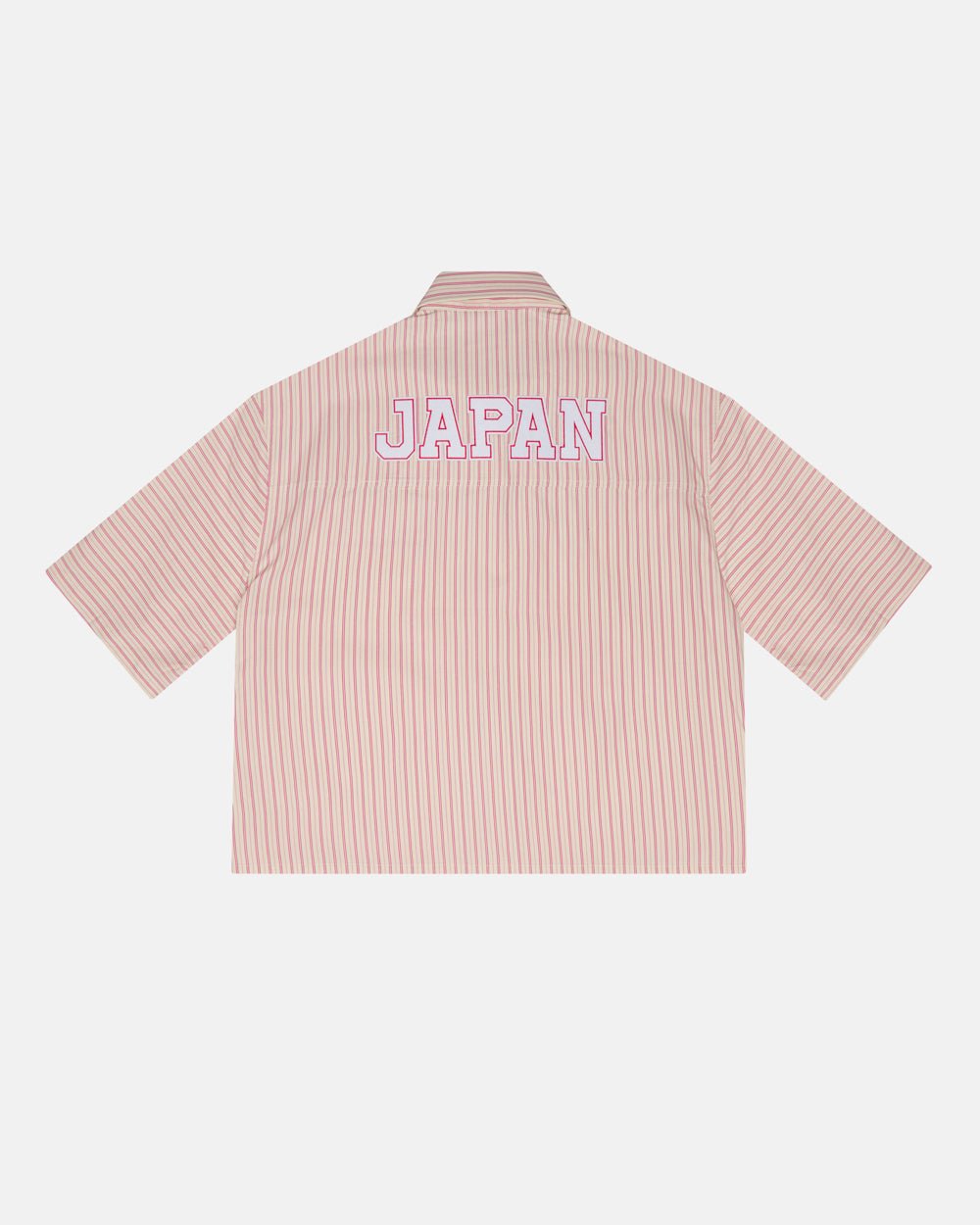 OSAKA SHIRT MIX PINK - pink striped short sleeve shirt, back view - Cold Culture #packshot