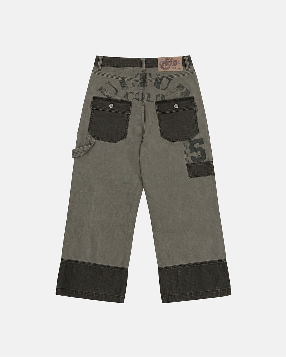 PARATROOPER V3 PANTS MILITARY GREEN - military green contrast panel pants, back view - Cold Culture #packshot