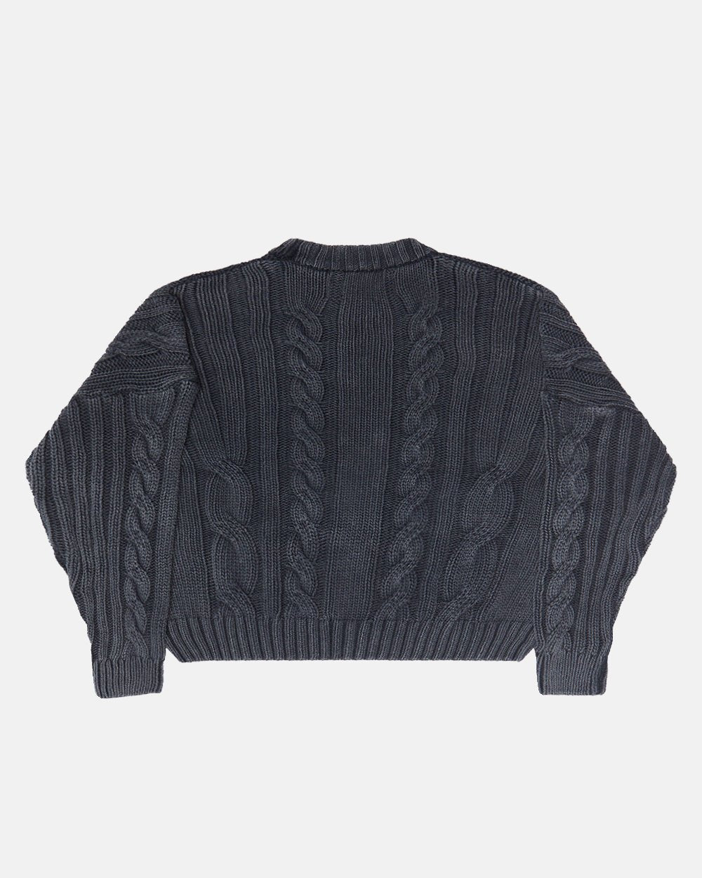 PATTERNED KNIT BLACK - black cable knit sweater, back view - Cold Culture #packshot