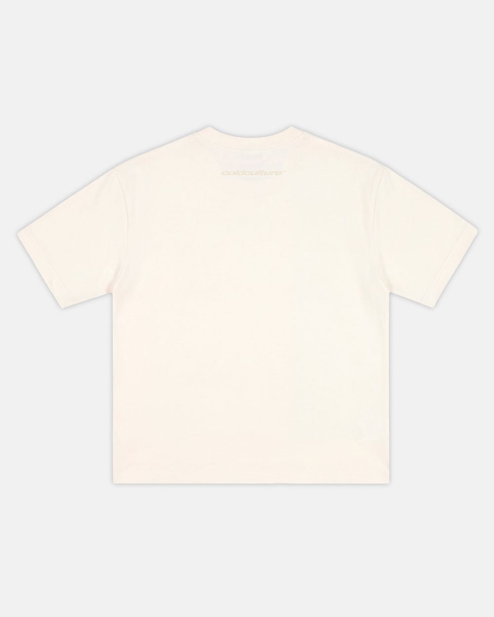 PIECES TEE OFF-WHITE - off-white applique tee, back view - Cold Culture #packshot
