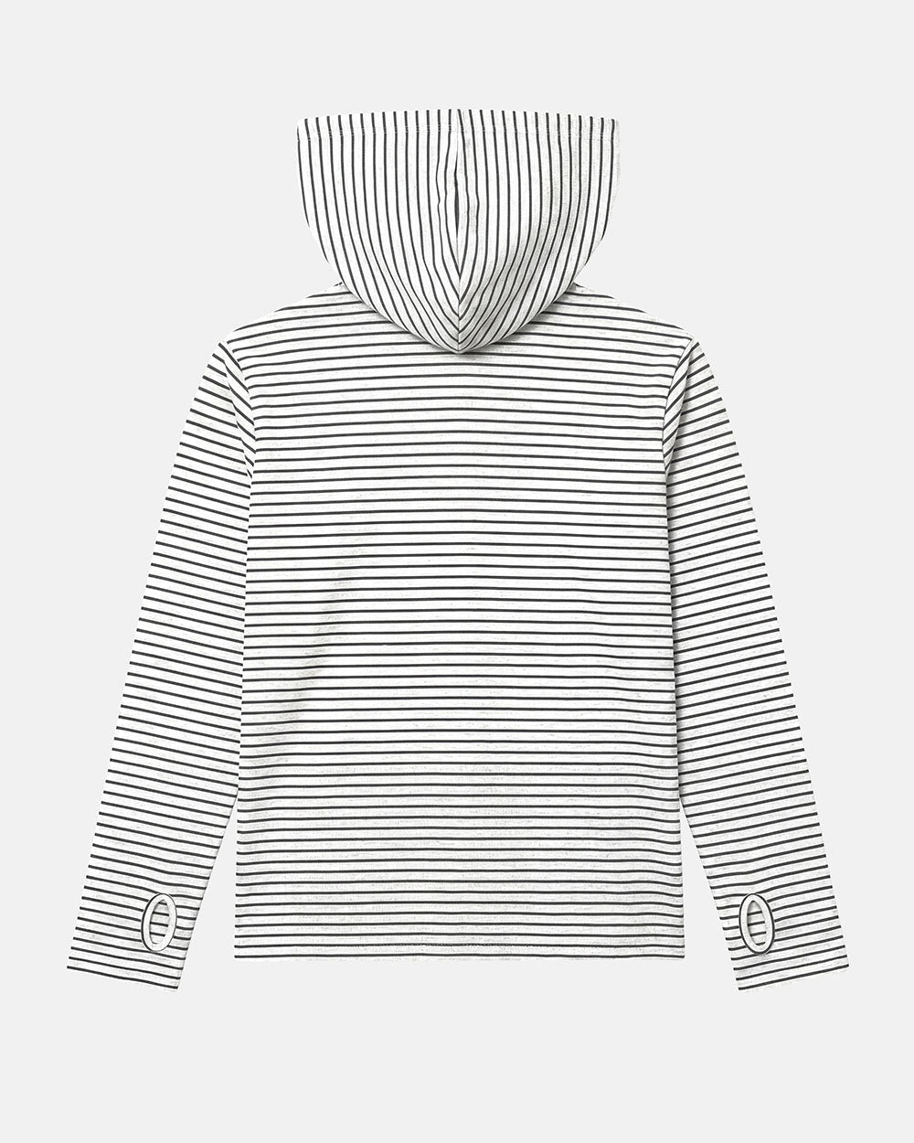 POSTAL HOODED LONGSLEEVE WHITE - white striped hooded longsleeve tee, back view - Cold Culture #packshot