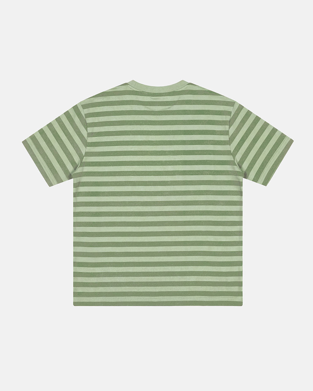 PROPERTY TEE GREEN - green striped tee, back view - Cold Culture #packshot