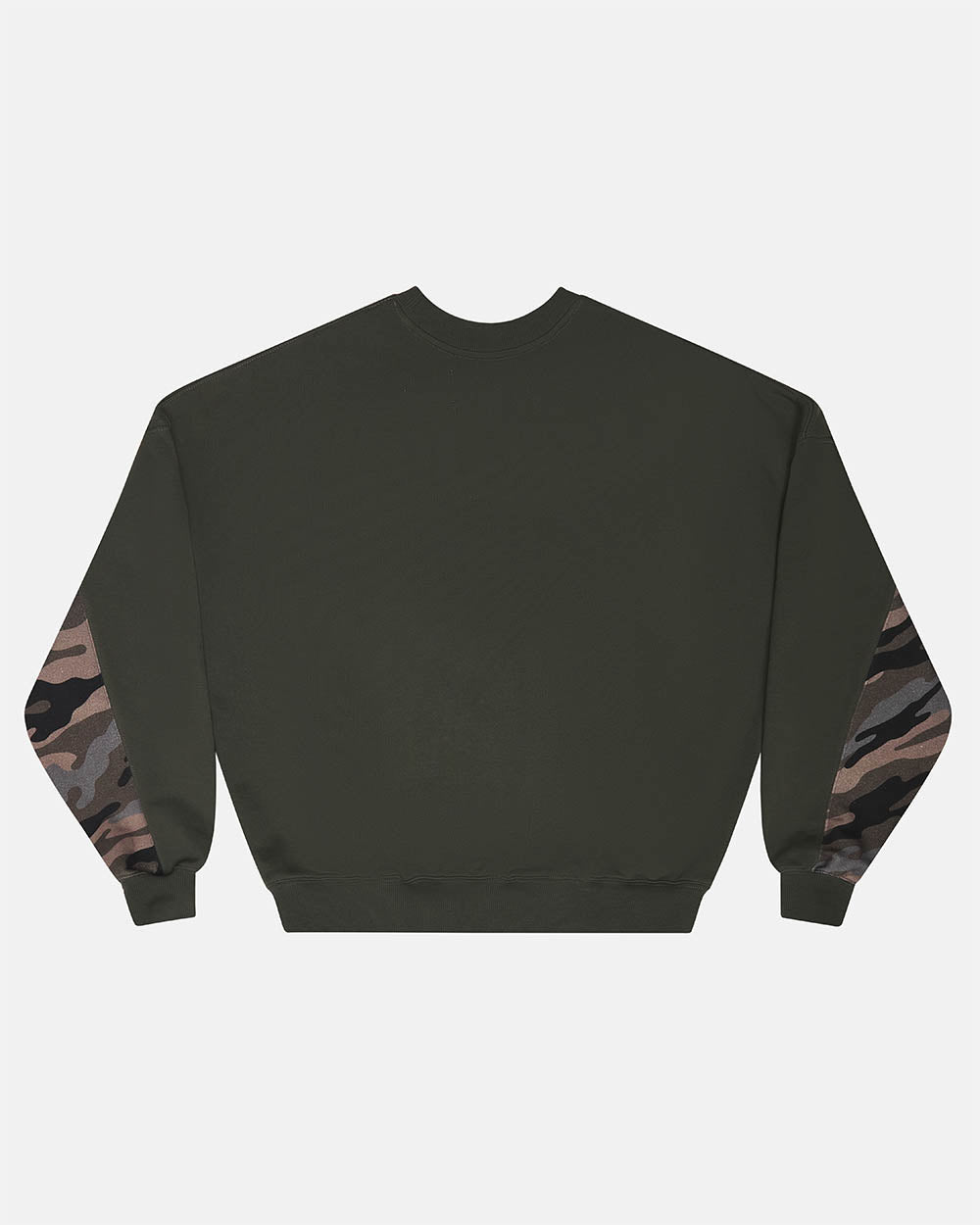 RACING CREWNECK CAMO GREY - grey camo crewneck sweatshirt, back view - Cold Culture #packshot