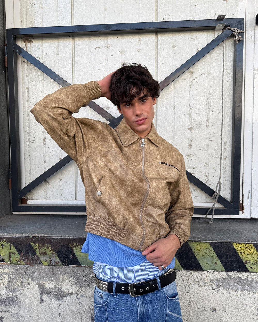 RACING LEATHER JACKET CREAM - Cold Culture