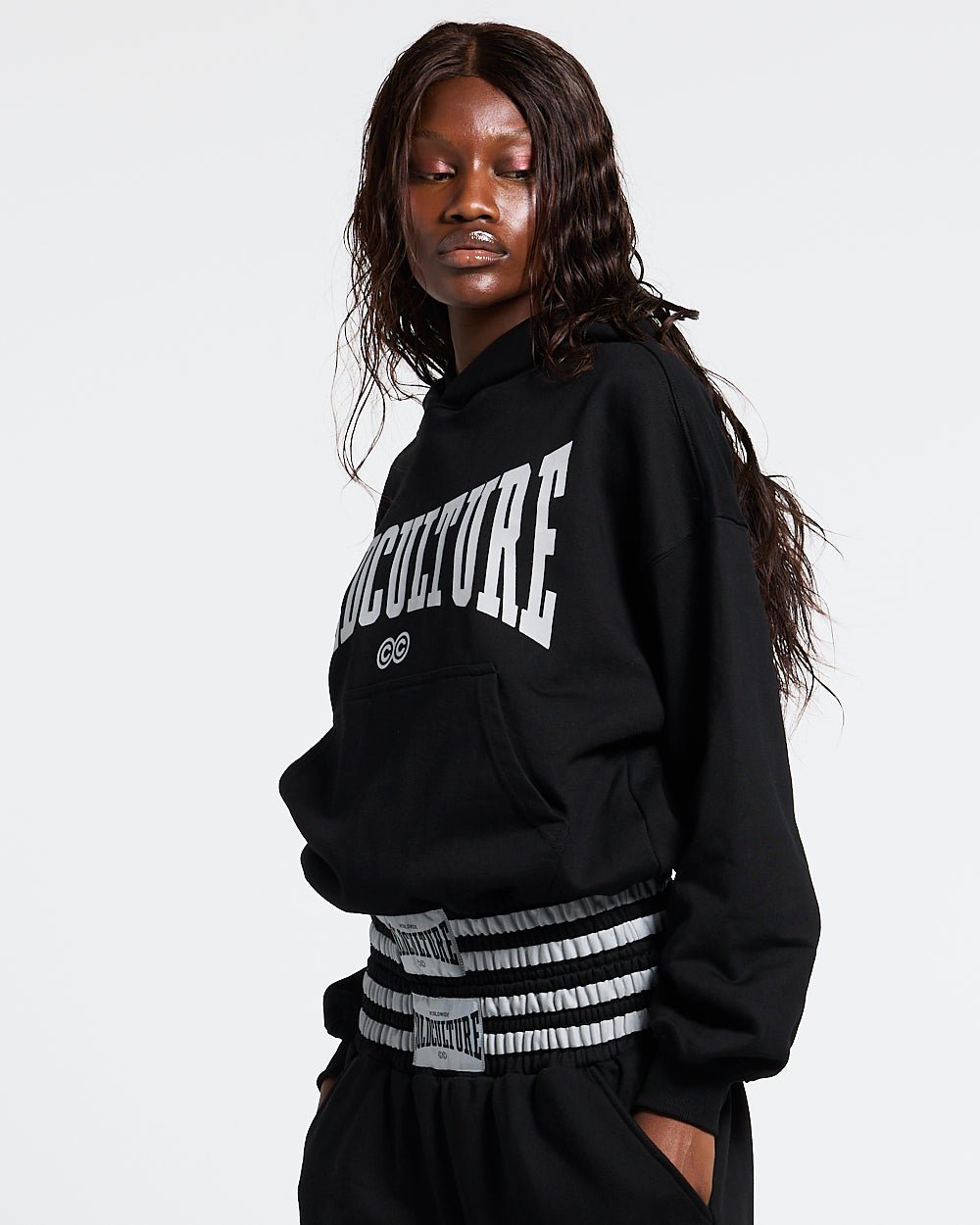 RAGE IN THE RING HOODIE BLACK - black graphic print hoodie, front view on female model - Cold Culture #woman