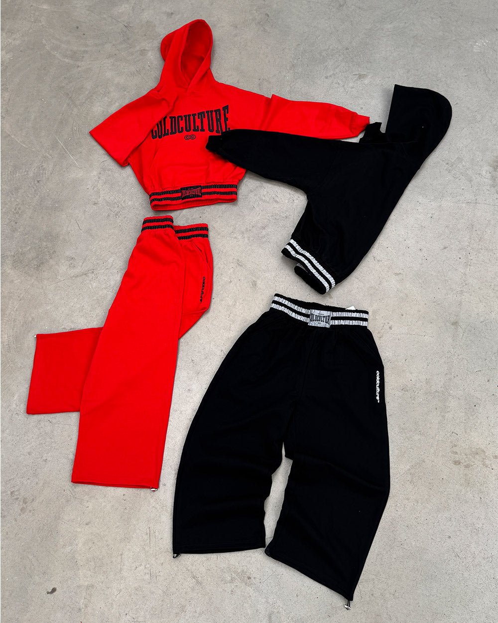 RAGE IN THE RING HOODIE BLACK - black graphic print hoodie, flat lay with matching pieces - Cold Culture