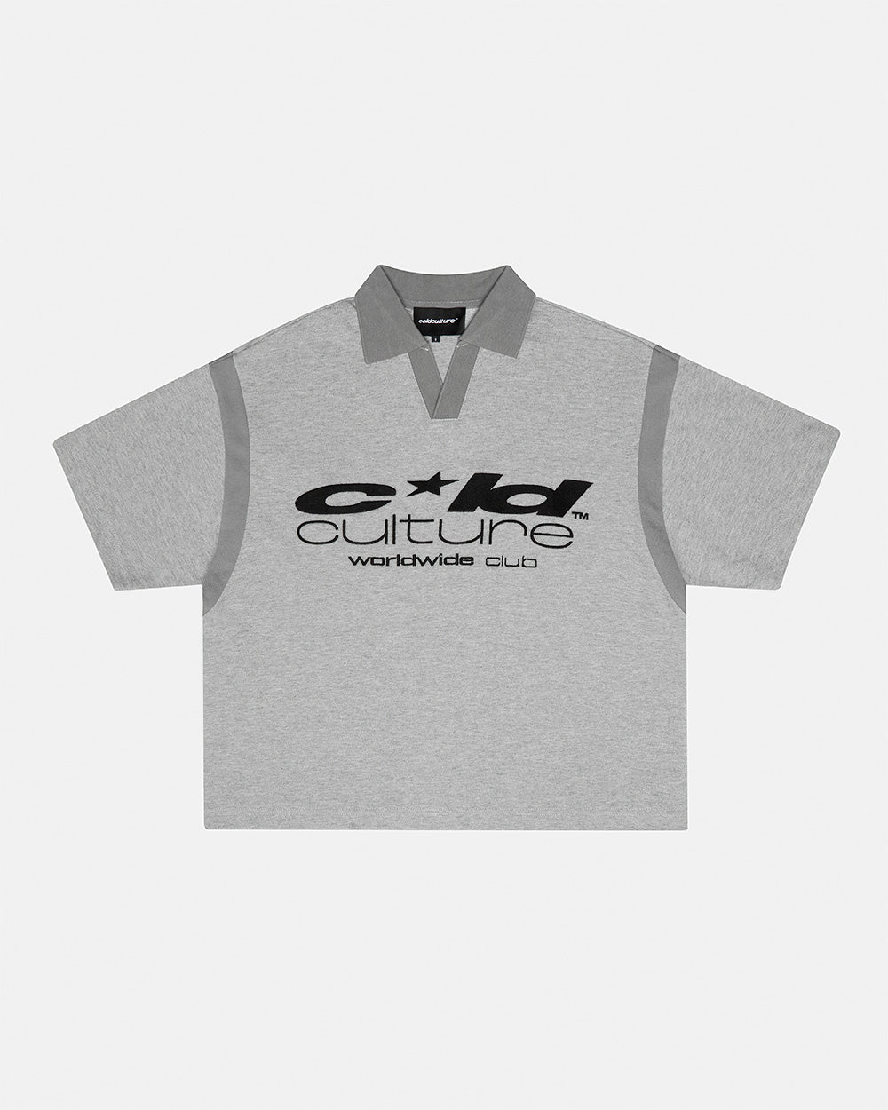 RAW CITY POLO GREY - heather grey polo shirt, front view - Cold Culture #packshot