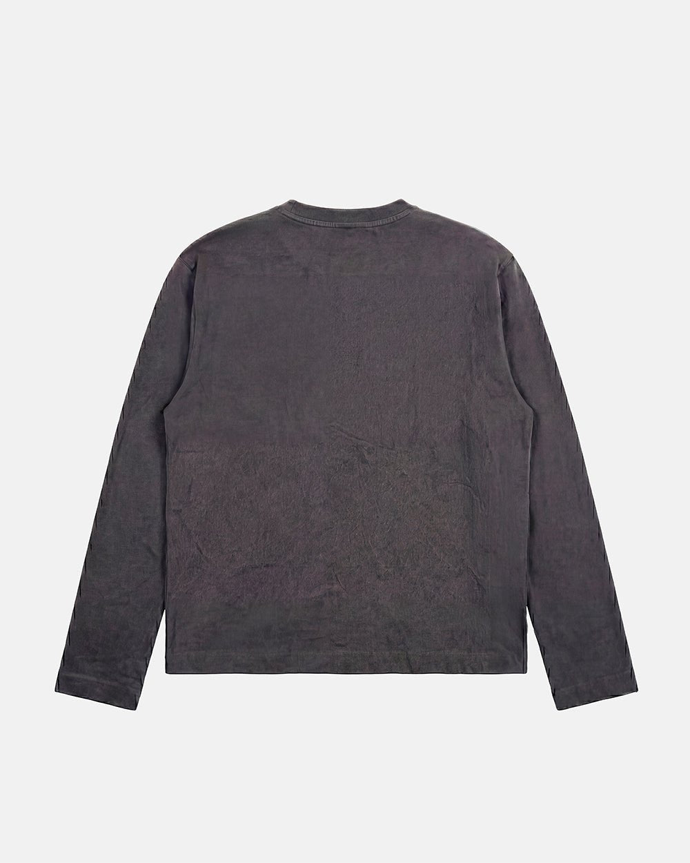 RAW STATE LONGSLEEVE GREY - grey henley longsleeve tee, back view - Cold Culture #packshot