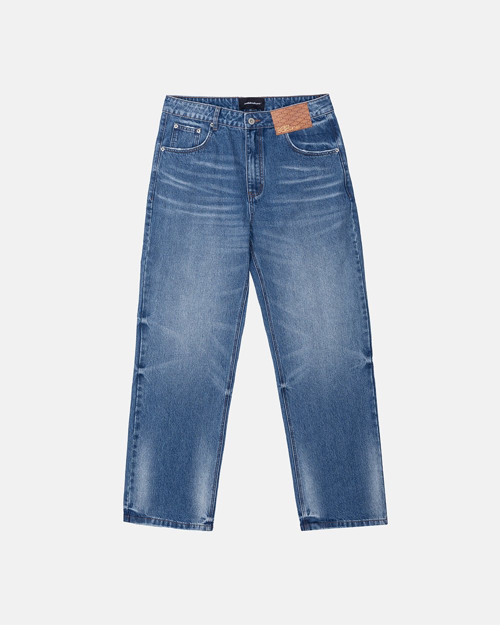 REVERSED V1 REGULAR PANTS MEDIUM DENIM - medium blue denim pants, front view - Cold Culture #packshot