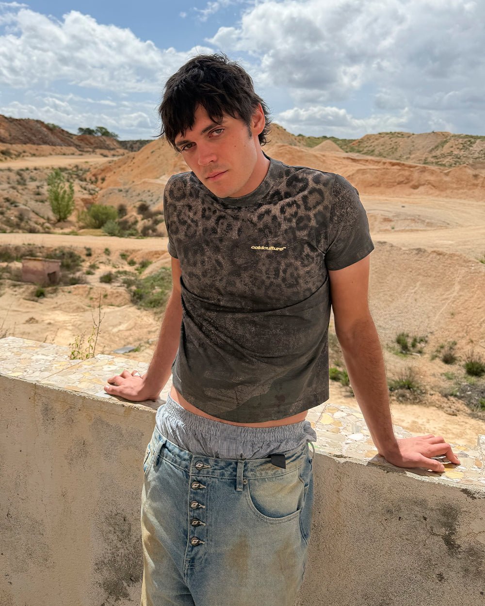 RICH FARMER TEE LEOPARD - washed leopard print tee, street style shot - Cold Culture