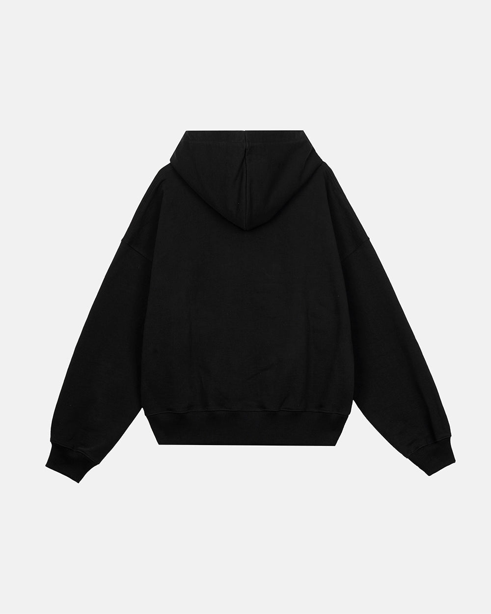 RIDING CLUB HOODIE BLACK - black embroidered hoodie, back view - Cold Culture #packshot