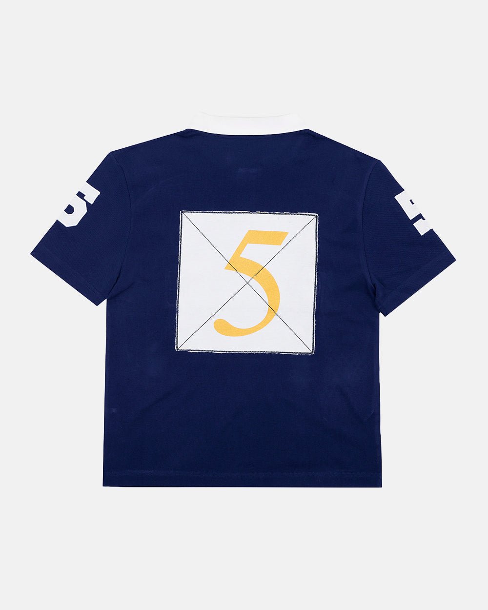 RIDING CLUB POLO NAVY - navy embroidered polo shirt, back view - Cold Culture #packshot