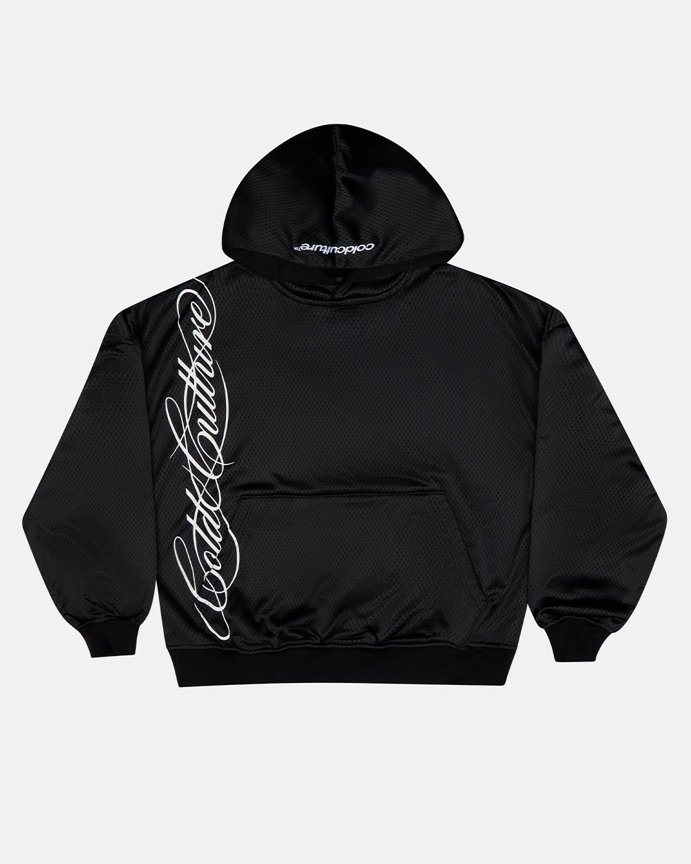 RIOT MESH HOODIE BLACK - black mesh hoodie, front view - Cold Culture #packshot