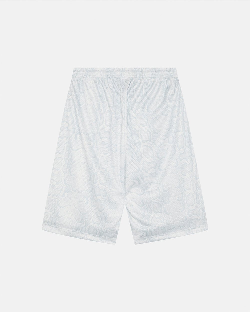 RIOT MESH SHORT WHITE - white snake print mesh shorts, back view - Cold Culture #packshot
