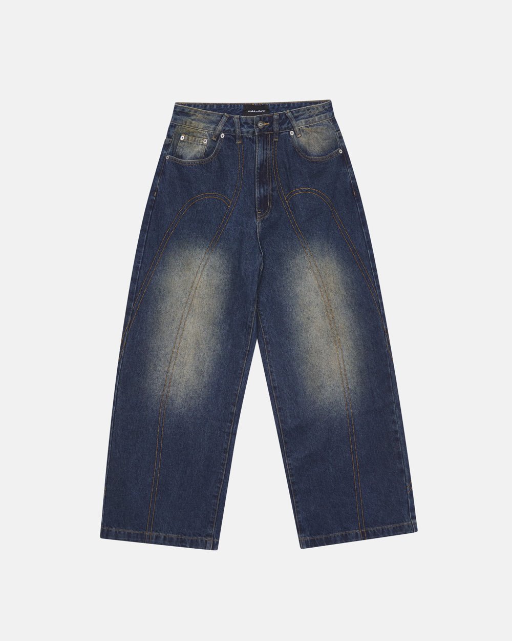 ROCKSTAR V2 PANTS DENIM - washed blue denim pants, front view - Cold Culture #packshot