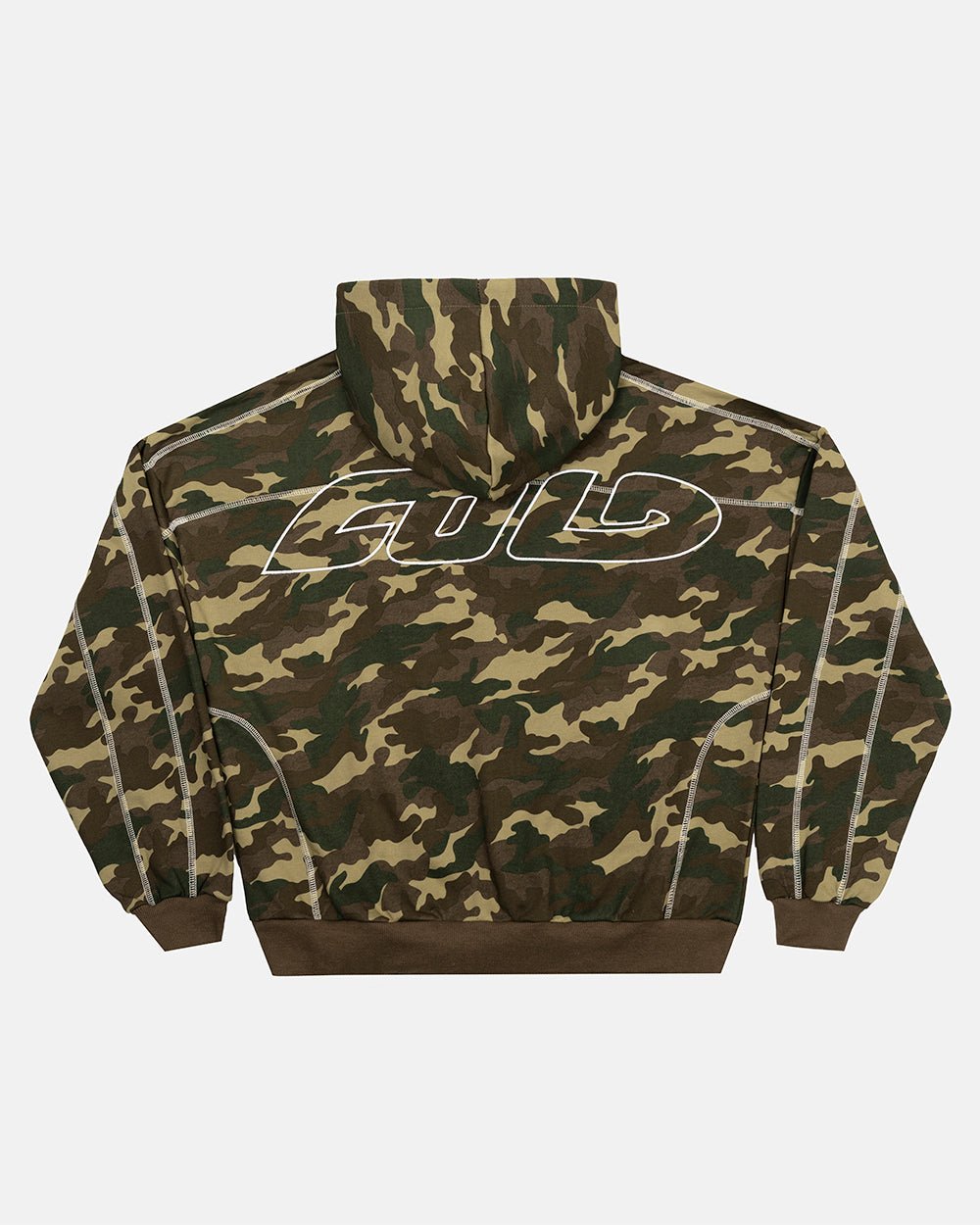ROLLER HOODIE CAMO GREEN - green camo hoodie, back view - Cold Culture #packshot