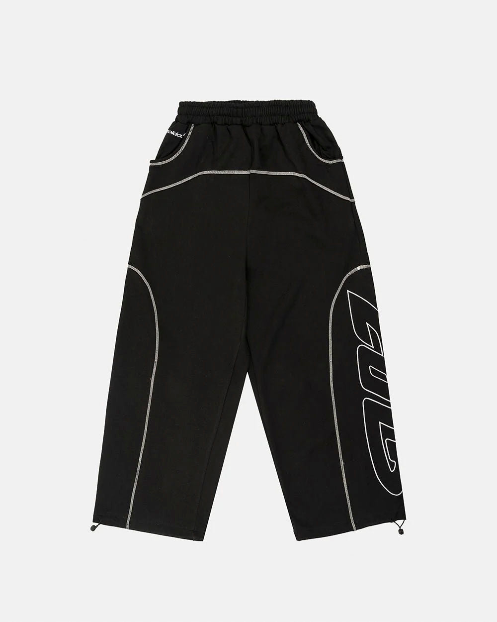 ROLLER SWEATPANTS BLACK - black contrast stitch sweatpants, front view - Cold Culture #packshot