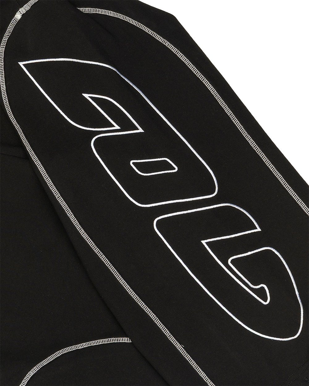 ROLLER SWEATPANTS BLACK - black contrast stitch sweatpants, detail close-up - Cold Culture
