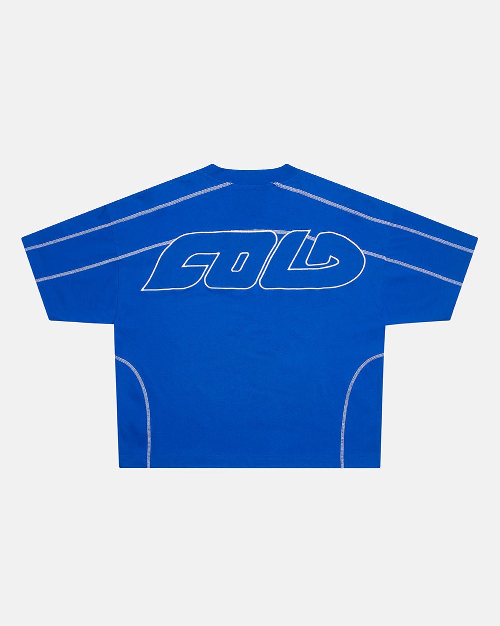 ROLLER TEE BLUE - blue oversized tee, back view - Cold Culture #packshot