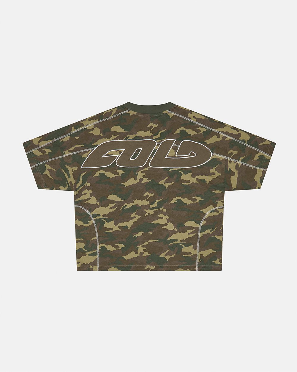 ROLLER TEE CAMO GREEN - green camo tee, back view - Cold Culture #packshot