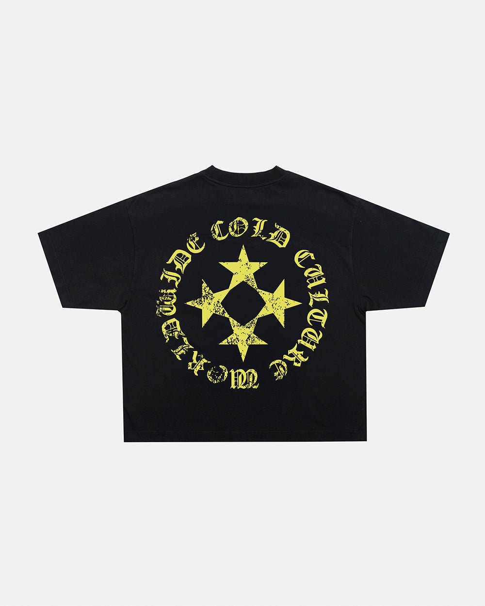 SCATTER TEE BLACK - black graphic print tee, back view - Cold Culture #packshot