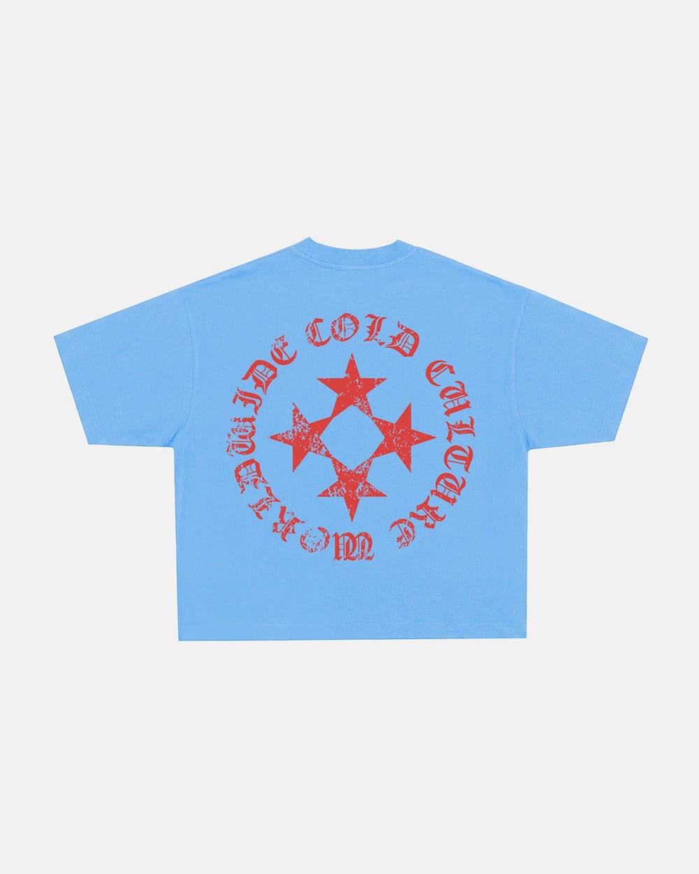 SCATTER TEE BLUE - blue graphic print tee, back view - Cold Culture #packshot