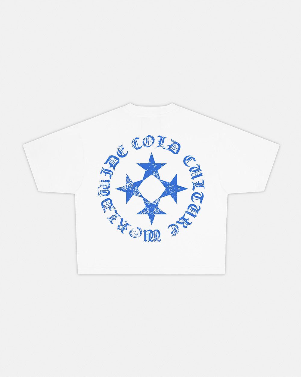SCATTER TEE WHITE - white graphic print tee, back view - Cold Culture #packshot