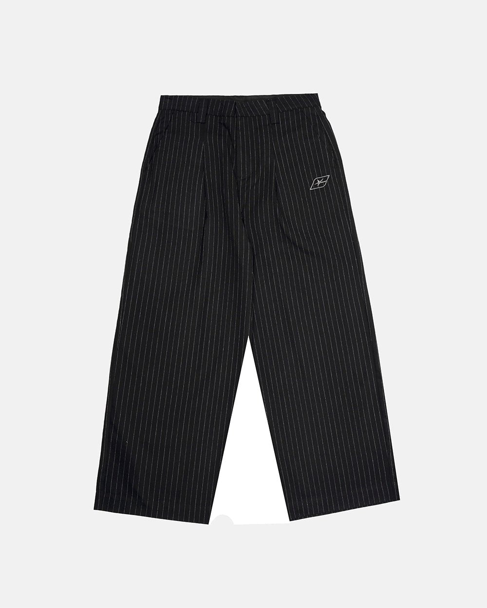 SEAM EFFECT LINE PANTS BLACK - black pinstripe pants, front view - Cold Culture #packshot
