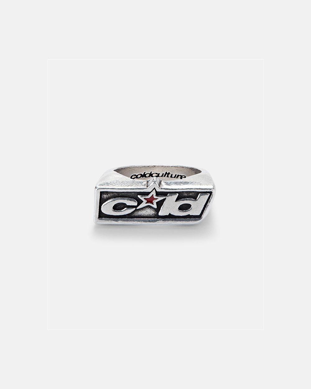 SINGNET RING - silver signet ring, front view - Cold Culture #packshot
