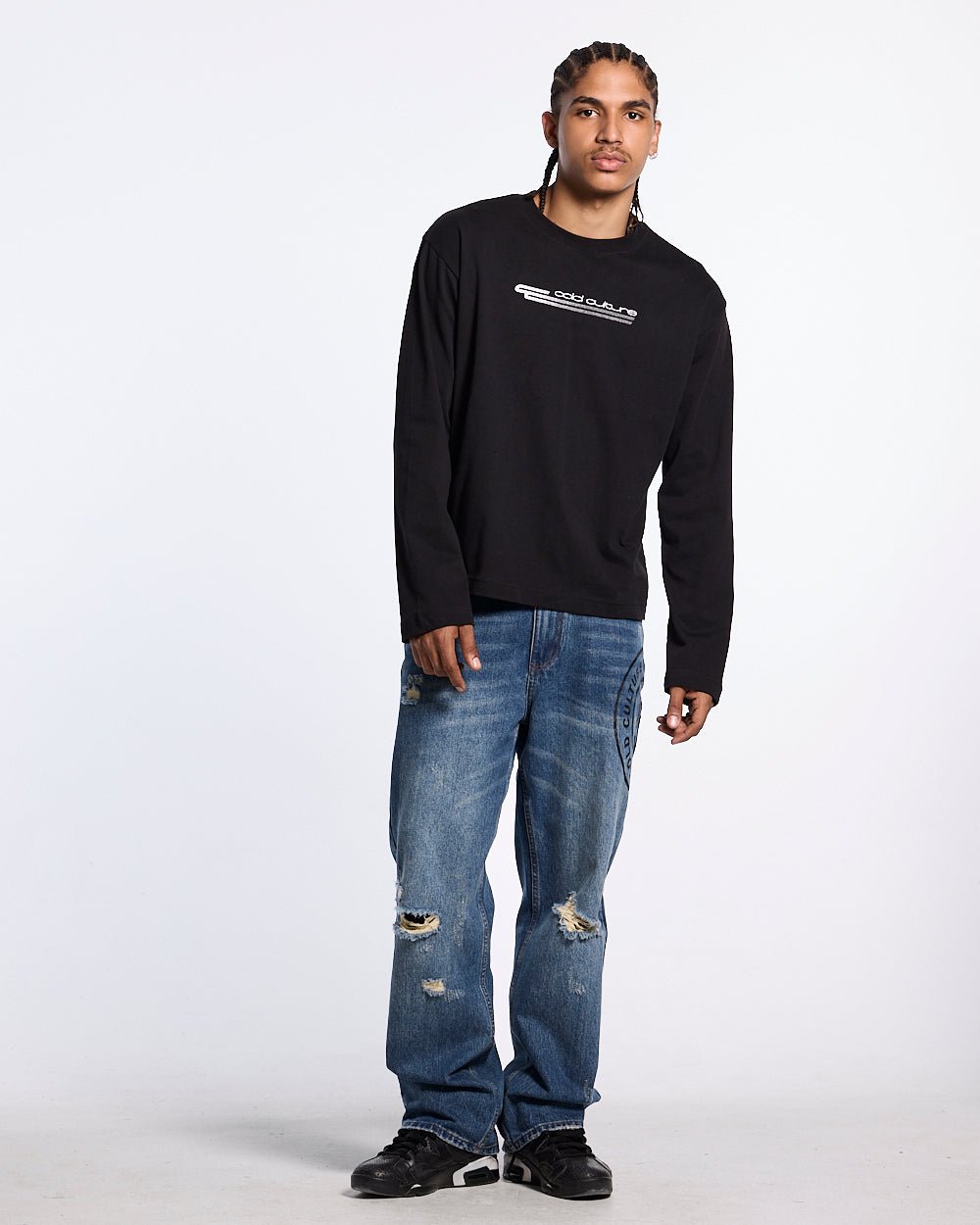 SKID CURVED LONGSLEEVE BLACK - Cold Culture #man