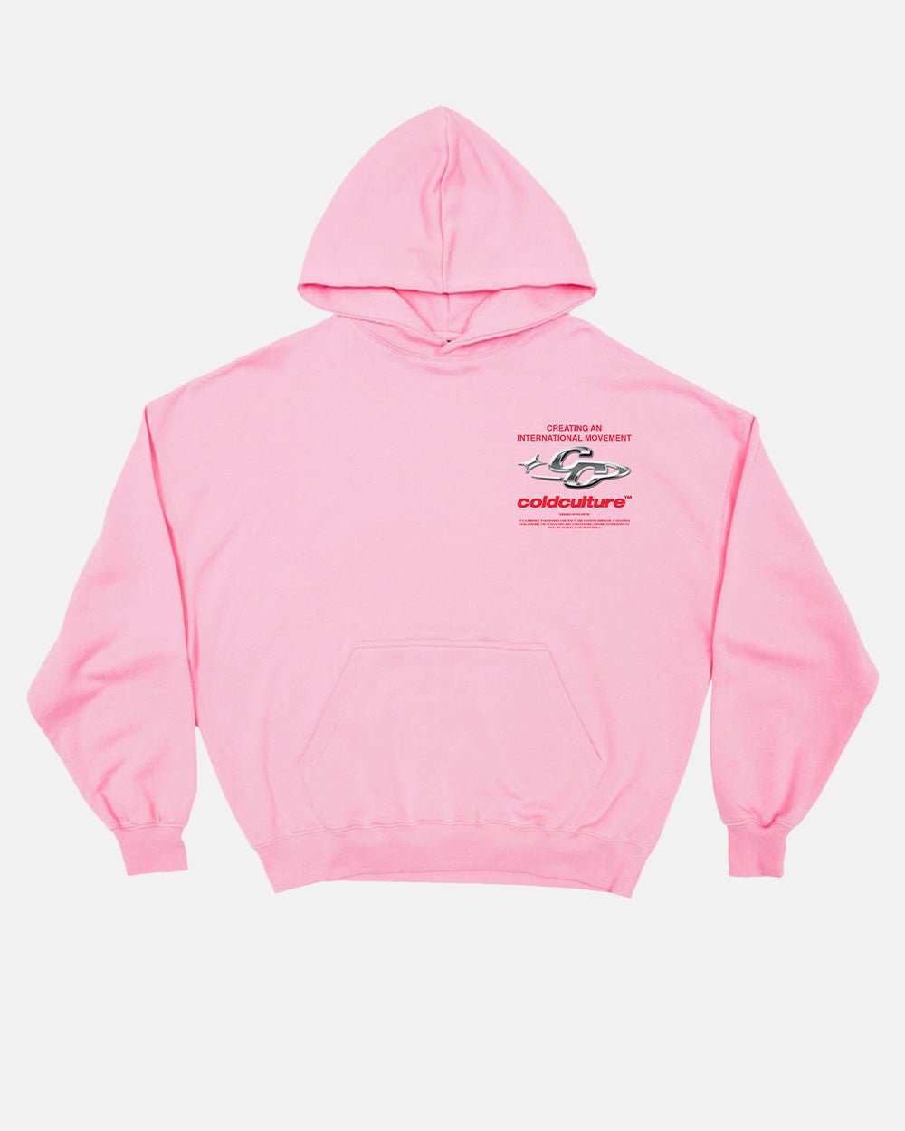 SPARKLY HOODIE PINK - pink graphic print hoodie, front view - Cold Culture #packshot