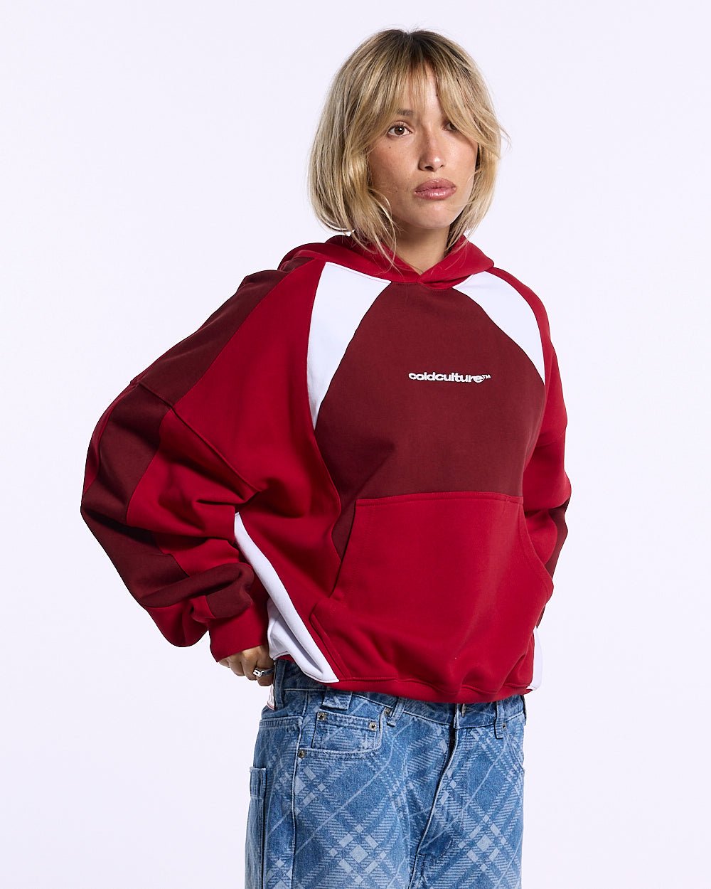 SPEED SPOKE HOODIE RED AND BURGUNDY - Cold Culture