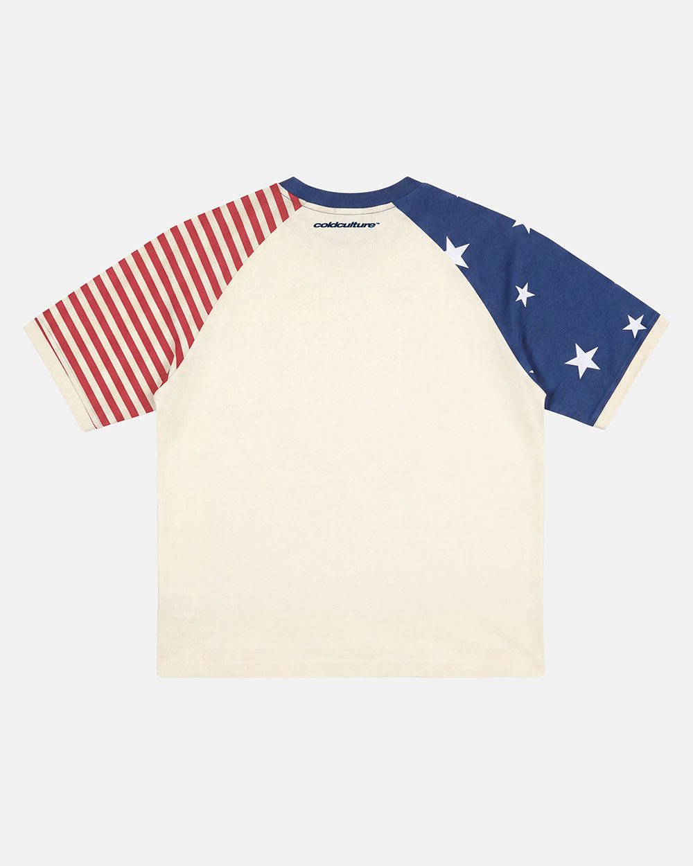STARRY NIGHT TEE WHITE - white american flag tee, back view - Cold Culture #packshot