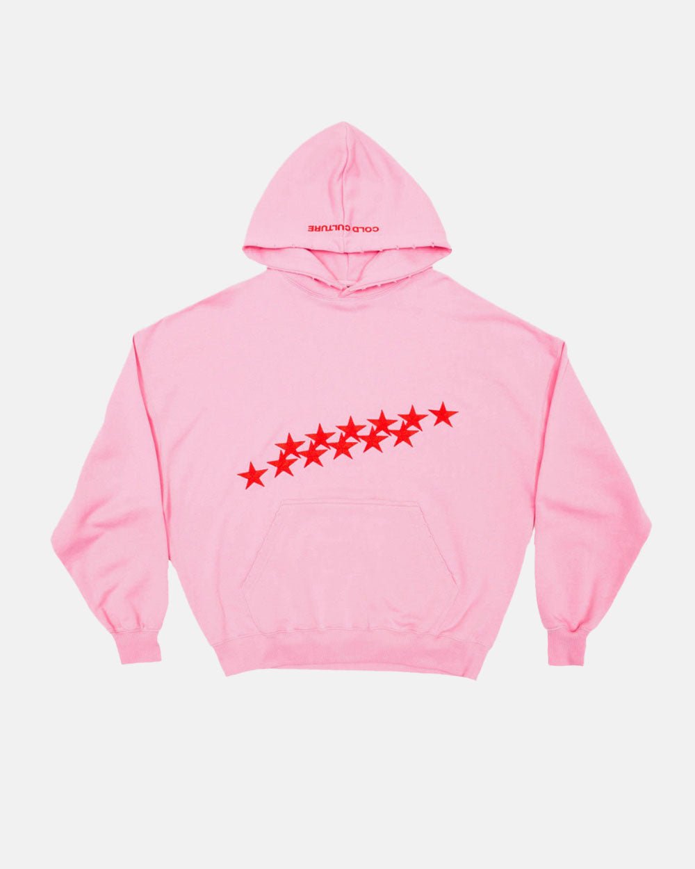 STARS HOODIE PANTHER PINK - pink oversized hoodie, front view - Cold Culture #packshot
