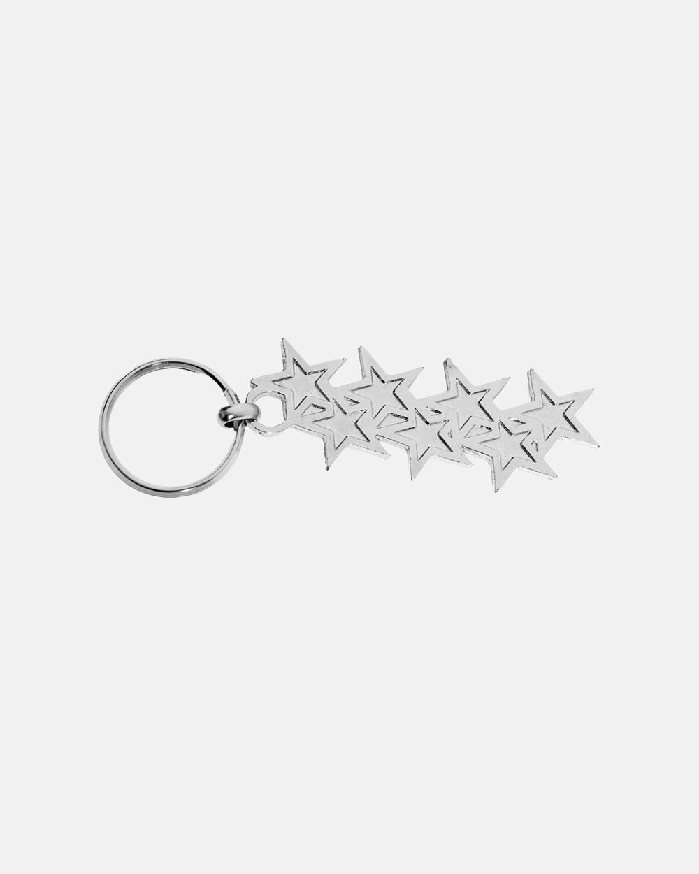 STARS KEYCHAIN METAL - silver metal star keychain, front view - Cold Culture #packshot