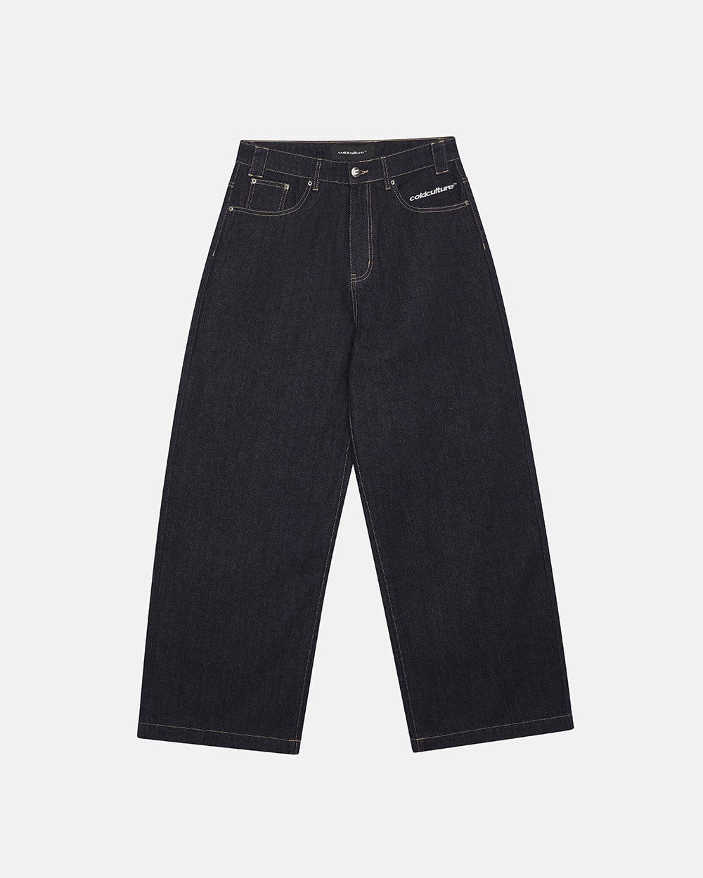 STARS V2 PANTS RAW BLUE DENIM - raw blue denim pants, front view - Cold Culture #packshot