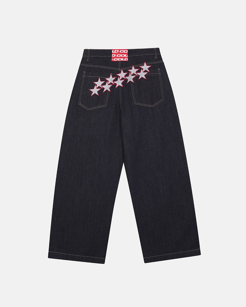 STARS V2 PANTS RAW BLUE DENIM - raw blue denim pants, back view - Cold Culture #packshot