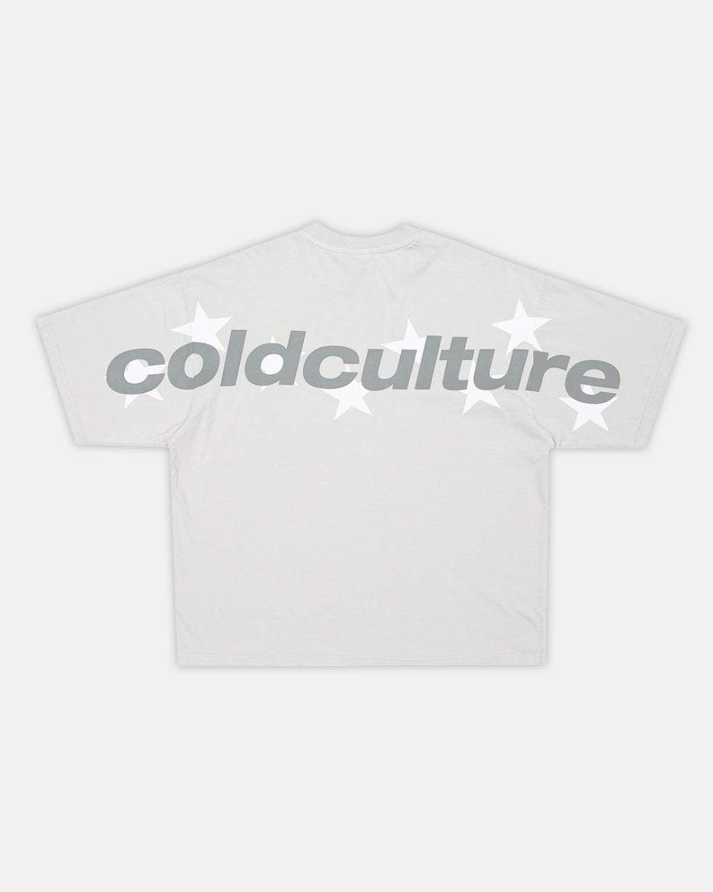 STELLAR TEE LIGHT GREY - light grey oversized tee, back view - Cold Culture #packshot