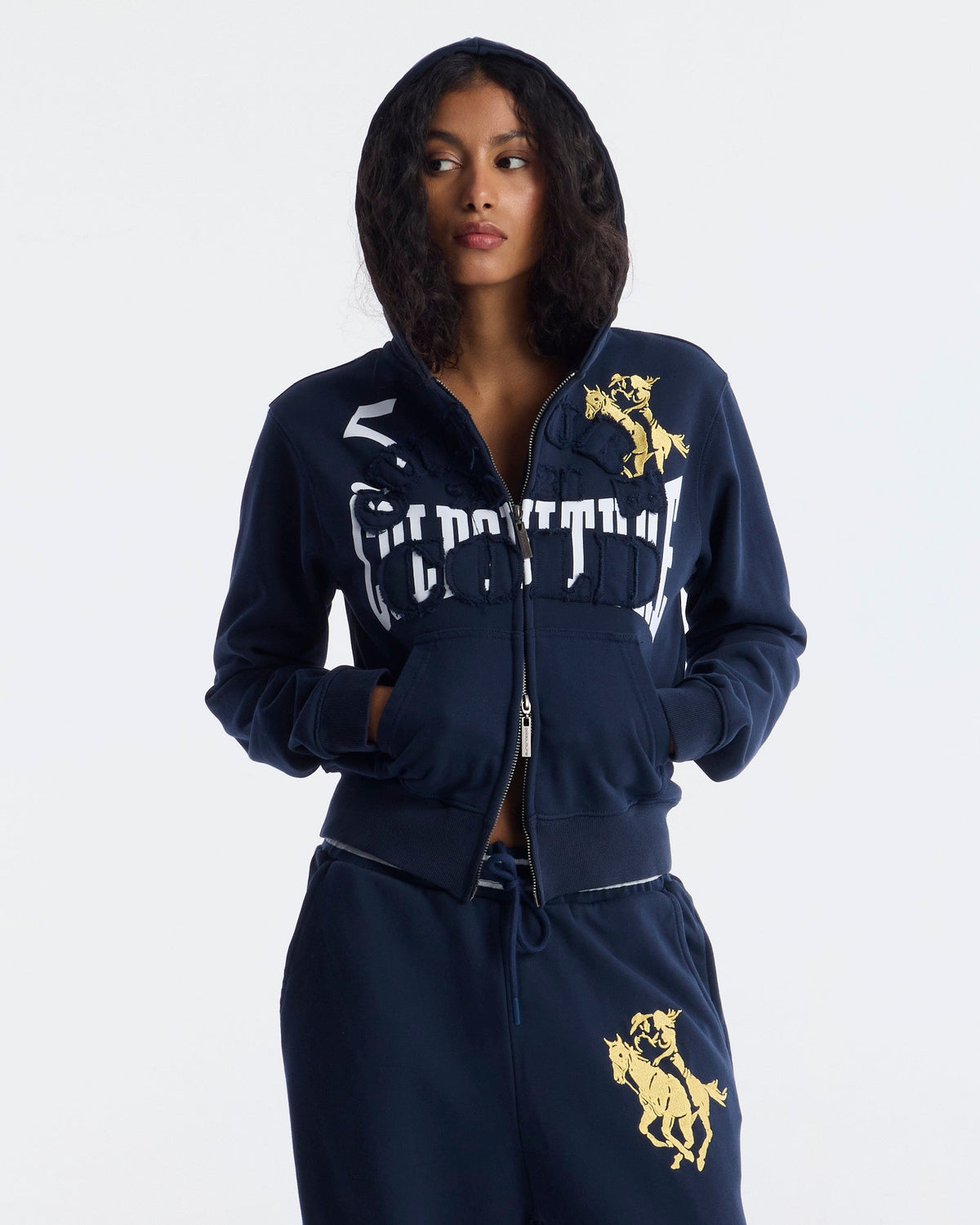 SWING ZIP HOODIE NAVY - Cold Culture