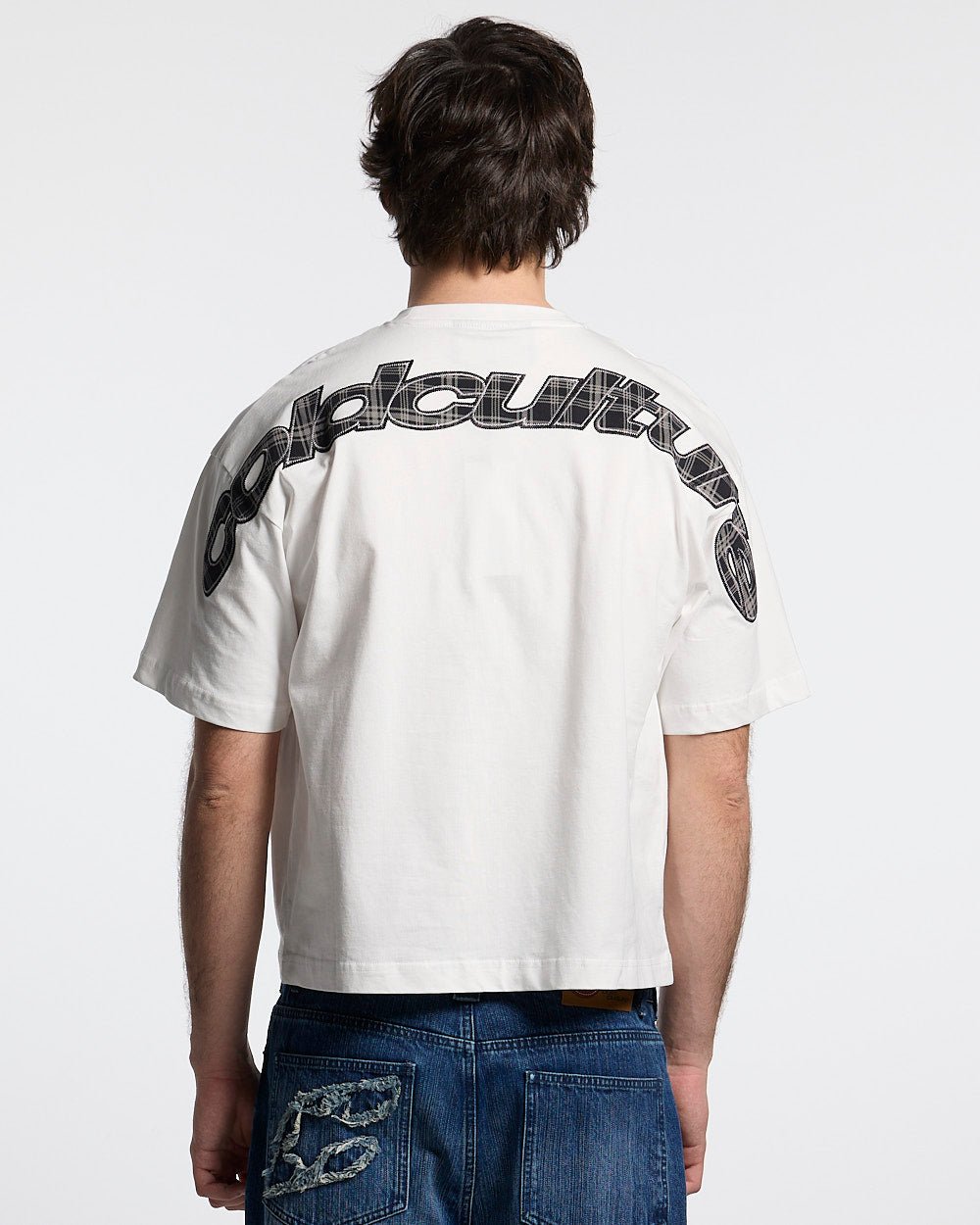 TARTAN DISTRESS CURVED TEE WHITE - Cold Culture #man