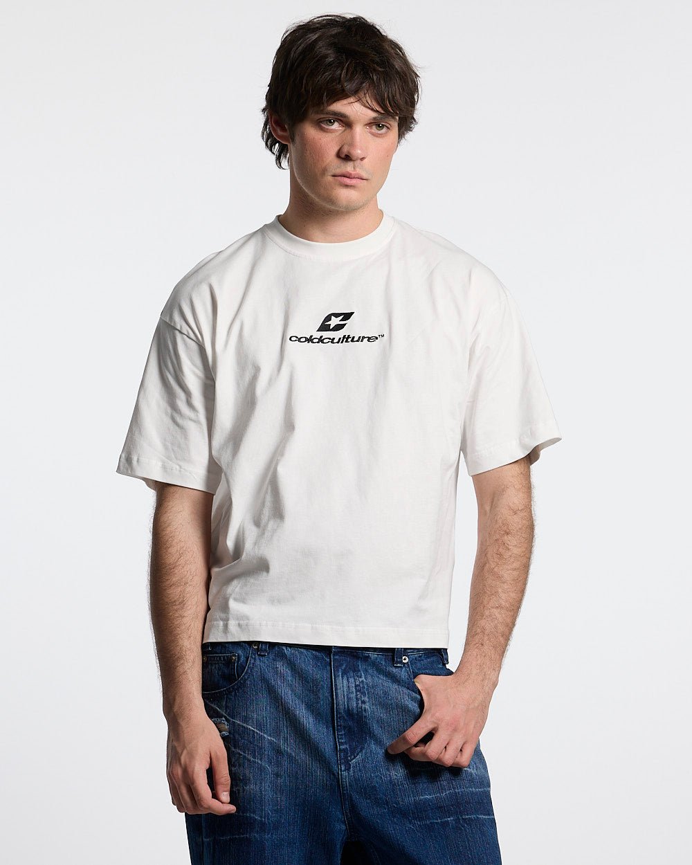 TARTAN DISTRESS CURVED TEE WHITE - Cold Culture #man