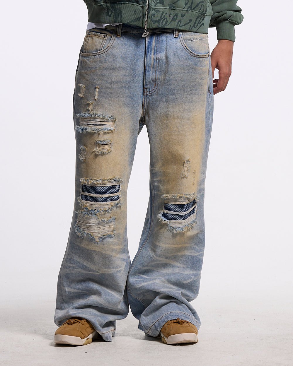 TATTERED PANTS LIGHT DENIM - Cold Culture