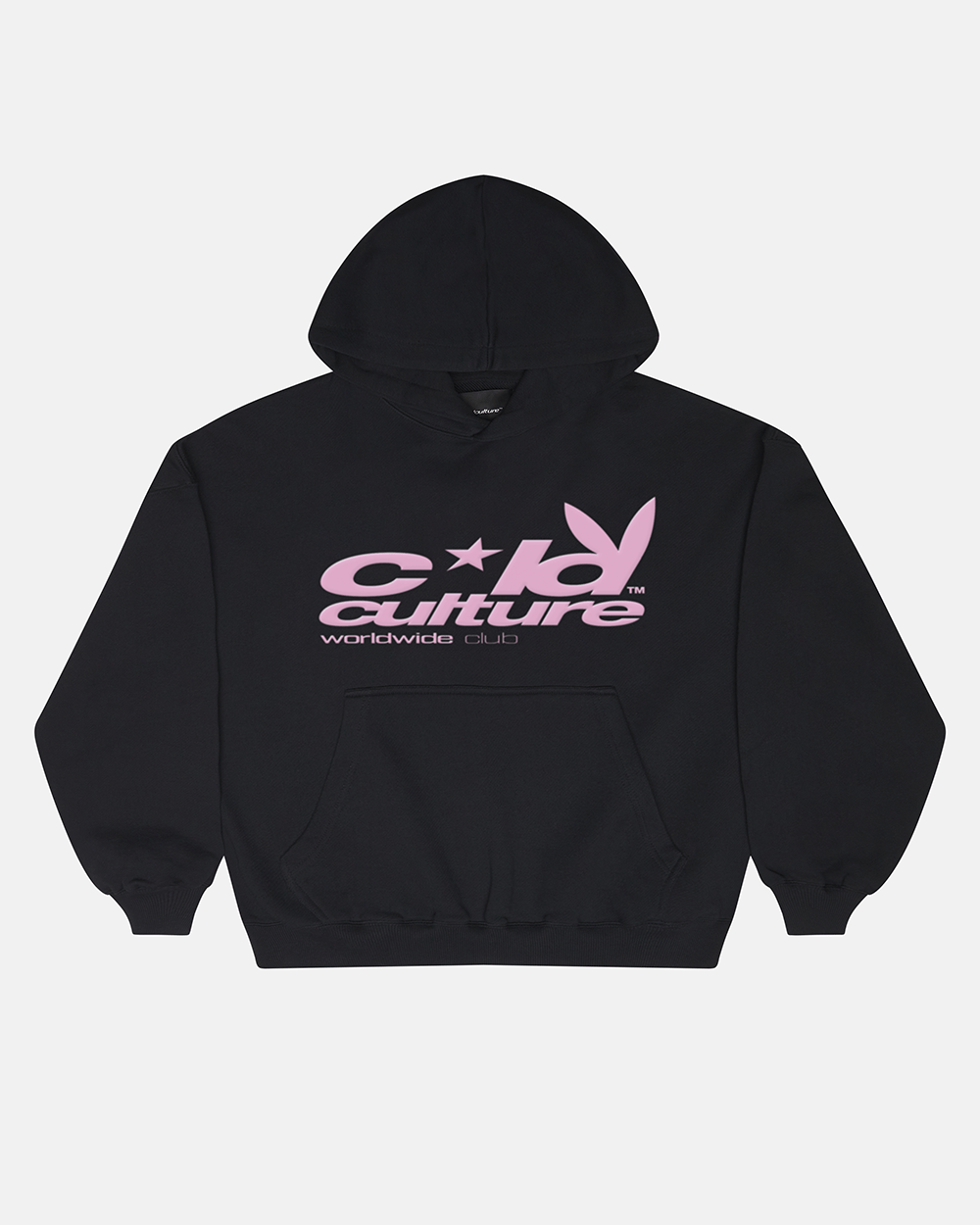 TEASE ME HOODIE BLACK - black graphic print hoodie, front view - Cold Culture #packshot